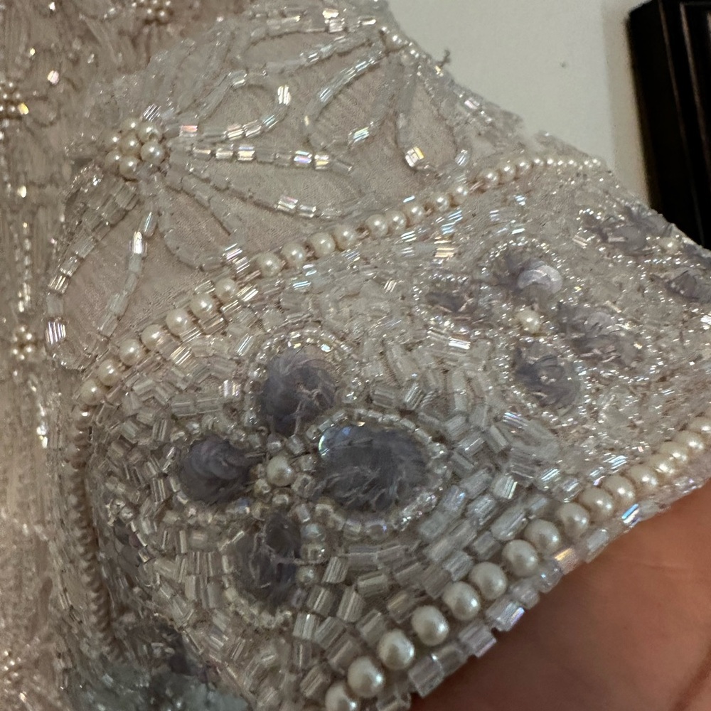 Mother of Bride Wedding Dress Adrianna Papell Taupe Beaded Top and Long Skirt 18 - Picture 3 of 12